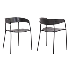 Perry Wood and Metal Modern Dining Room Chairs - Set of 2 