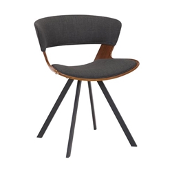 Ulric Wood and Metal Modern Dining Room Accent Chair - Walnut and Charcoal 