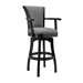 Raleigh Arm 26" Counter Height Swivel Bar Stool in Black Finish and Gray Faux Leather - ARL1024