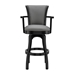 Raleigh Arm 26" Counter Height Swivel Bar Stool in Black Finish and Gray Faux Leather - ARL1024