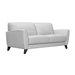 Jedd Contemporary Sofa in Genuine Dove Grey Leather with Brown Wood Legs - ARL1064