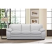 Zanna Contemporary Sofa in Genuine Dove Grey Leather with Brown Wood Legs - ARL1066