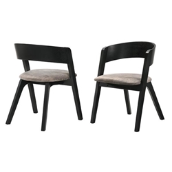 Jackie Mid-Century Upholstered Dining Chairs in Black finish - Set of 2 