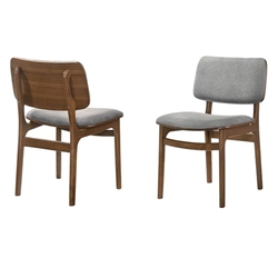 Lima Grey Upholstered Wood Dining Chairs in Walnut Finish - Set of 2 