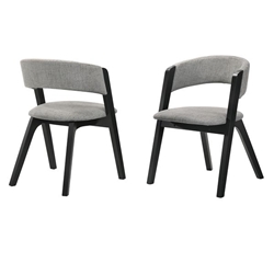 Rowan Grey Upholstered Dining Chairs in Black Finish - Set of 2 
