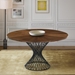 Cirque 54" Round Walnut Wood and Metal Pedestal Dining Table - ARL1091