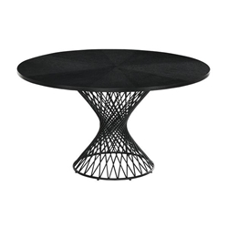 Cirque 54" Round Black Wood and Metal Pedestal Dining Table 