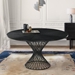 Cirque 54" Round Black Wood and Metal Pedestal Dining Table - ARL1092
