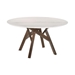 Venus 54" Round Mid-Century Modern White Marble Dining Table with Walnut Wood Legs - ARL1093