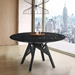 Venus 54" Round Mid-Century Modern Black Marble Dining Table with Black Wood Legs - ARL1094