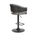 Brody Adjustable Gray Faux Leather Swivel Bar Stool In Black Powder Coated Finish - ARL1134
