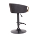 Solstice Adjustable Black Faux Leather Swivel Barrstool With Black Powder Coated Finish and Gold Accents - ARL1143