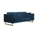 Lenox Blue Velvet Modern Sofa with Brass Legs - ARL1196