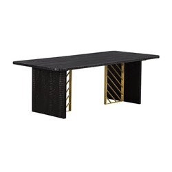 Monaco Black Wood Coffee Table with Antique Brass Accent 