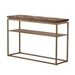 Faye Rustic Brown Wood Console Table with Shelf and Antique Brass Metal Base - ARL1221