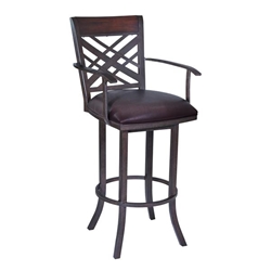Tahiti  26" Arm Counter Stool in Auburn Bay finish with Brown Polyurethane upholstery 