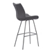 Coronado Contemporary 30" Height Bar Stool in Brushed Grey Powder Coated Finish and Grey Faux Leather - ARL1257