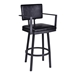 Balboa 30” Bar Height Bar Stool with Arms in Black Powder Coated Finish and Vintage Black Faux Leather - ARL1259