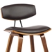Fox 30" Mid-Century Bar Height Bar Stool in Brown Faux Leather with Walnut Wood - ARL1260
