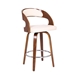 Shelly Contemporary 26" Counter Height Swivel Bar Stool in Walnut Wood Finish and Cream Faux Leather - ARL1263