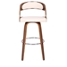 Shelly Contemporary 30" Height Swivel Bar Stool in Walnut Wood Finish and Cream Faux Leather - ARL1264