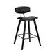 Fox 26" Mid-Century Counter Height Bar Stool in Black Faux Leather with Black Brushed Wood - ARL1265