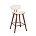Fox 26" Mid-Century Counter Height Bar Stool in Cream Faux Leather with Walnut Wood - ARL1266