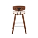 Fox 26" Mid-Century Counter Height Bar Stool in Cream Faux Leather with Walnut Wood - ARL1266