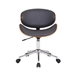 Daphne Modern Office Chair In Chrome Finish with Gray Faux Leather And Walnut Veneer Back - ARL1271