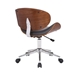 Daphne Modern Office Chair In Chrome Finish with Gray Faux Leather And Walnut Veneer Back - ARL1271