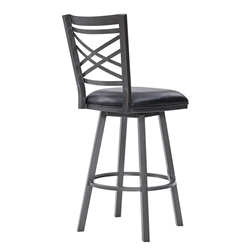 Fargo 26" Height Metal Counter Stool in Mineral Finish with Black Faux Leather 
