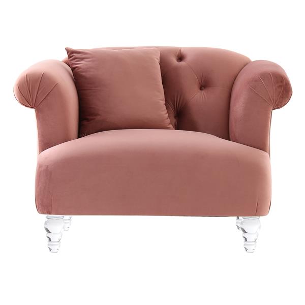 Elegance Contemporary Chair in Blush Velvet with Acrylic Legs 