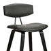 Fox 26" Mid-Century Counter Height Bar Stool in Grey Faux Leather with Black Brushed Wood - ARL1311