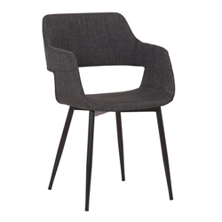 Ariana Mid-Century Charcoal Open Back Dining Accent Chair 
