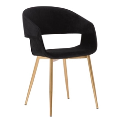 Jocelyn Mid-Century Black Dining Accent Chair with Gold Metal Legs 