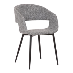 Jocelyn Mid-Century Grey Dining Accent Chair with Black Metal Legs 