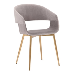 Jocelyn Mid-Century Grey Dining Accent Chair with Gold Metal Legs 