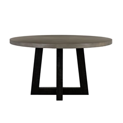 Chester Modern Concrete and Acacia Round Dining Table 