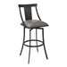 Brisbane Contemporary 26" Counter Height Bar Stool in Matte Black Finish and Vintage Grey Faux Leather - ARL1358