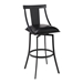 Brisbane Contemporary 26" Counter Height Bar Stool in Matte Black Finish and Black Faux Leather - ARL1360