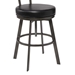 Montreal Mid-Century Adjustable Bar Stool in Mineral Finish with Black Faux Leather and Grey Walnut Wood Finish Back - ARL1372