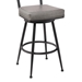 Denver Contemporary 30" Height Bar Stool in Black Finish and Vintage Grey Faux Leather - ARL1381