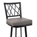 Giselle Contemporary 30" Height Bar Stool in Matte Black Finish and Vintage Grey Faux Leather - ARL1383