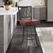 Giselle Contemporary 30" Height Bar Stool in Matte Black Finish and Vintage Coffee Faux Leather - ARL1385