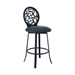 Lotus Contemporary 30" Height Bar Stool in Matte Black Finish and Grey Faux Leather - ARL1389