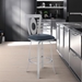 Lola Contemporary 26" Counter Height Bar Stool in Brushed Stainless Steel Finish and Grey Faux Leather - ARL1390