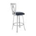 Lola Contemporary 26" Counter Height Bar Stool in Brushed Stainless Steel Finish and Grey Faux Leather - ARL1390