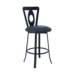 Lola Contemporary 30" Height Bar Stool in Matte Black Finish and Grey Faux Leather 
