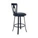 Lola Contemporary 30" Height Bar Stool in Matte Black Finish and Grey Faux Leather - ARL1393