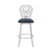 Cherie Contemporary 30" Height Bar Stool in Brushed Stainless Steel Finish and Grey Faux Leather - ARL1395